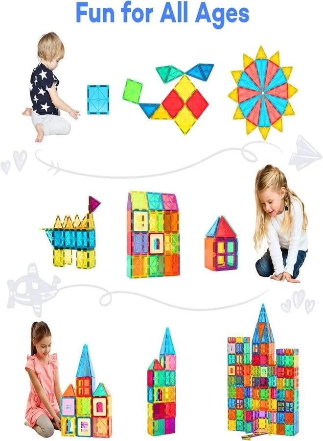 DIMAZO 100PCS Large Magnet Building Set with 2 Cars,Magnetic Blocks, 3D STEM Stacking Toys, Magnets Toy for Kids Boys Girls, Great Birthday Gift (100PCS Magnetic Tiles) - Image 5